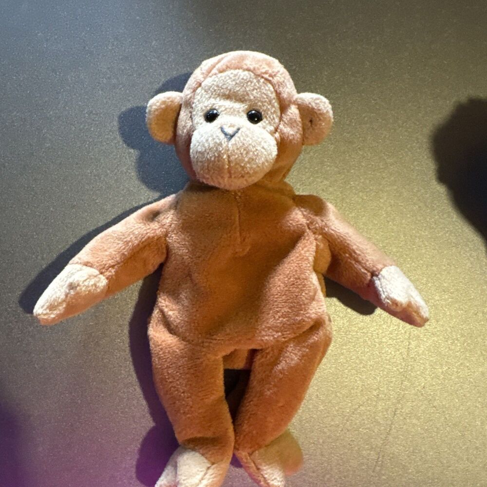 TY Beanie Babies BONGO the Monkey 1995 TAN TAIL No Tag Stuffed Animal Plush Toy